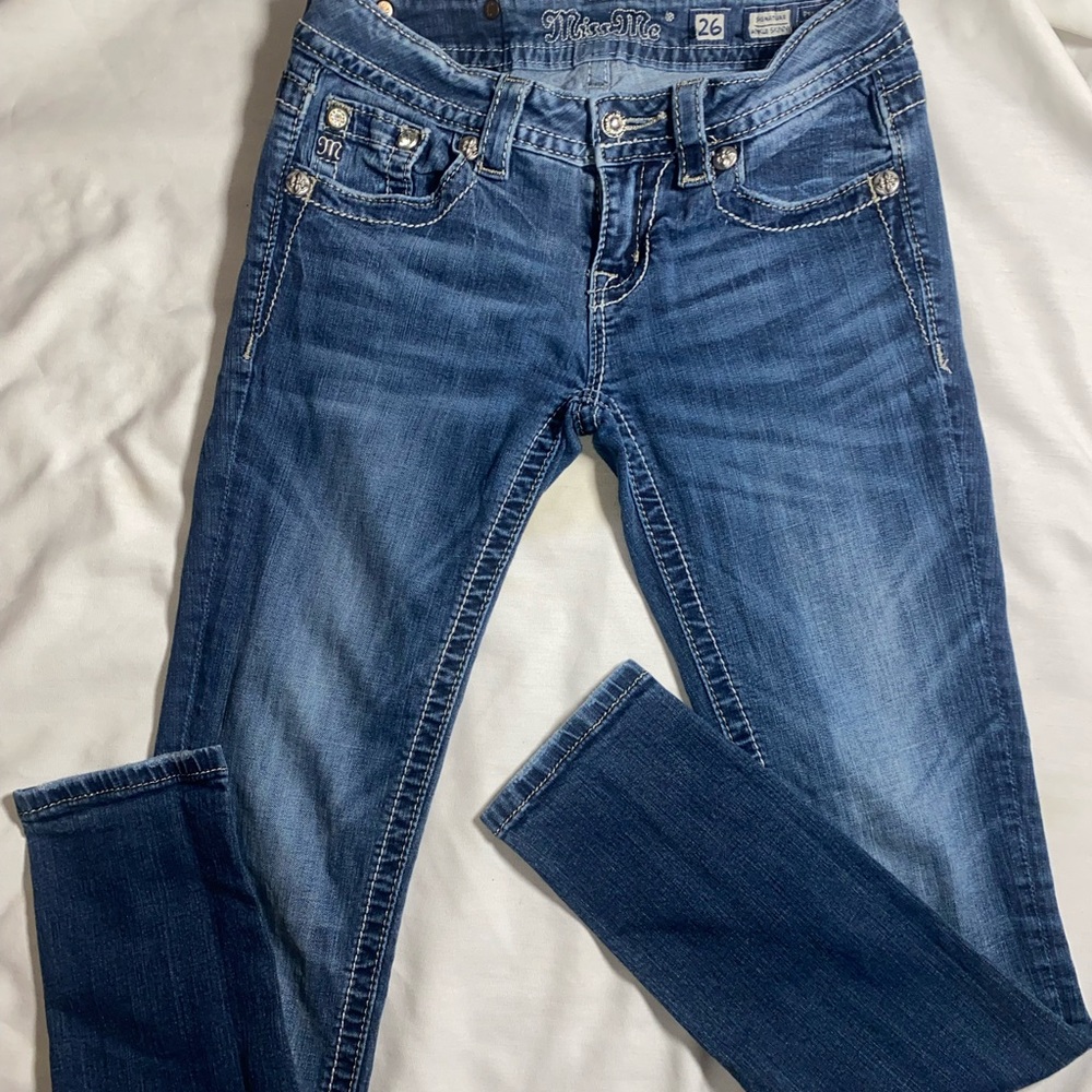 Miss me signature ankle skinny 26 rhinestone jeans